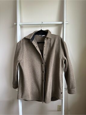 Womens Beige Herringbone Button-Front Jacket